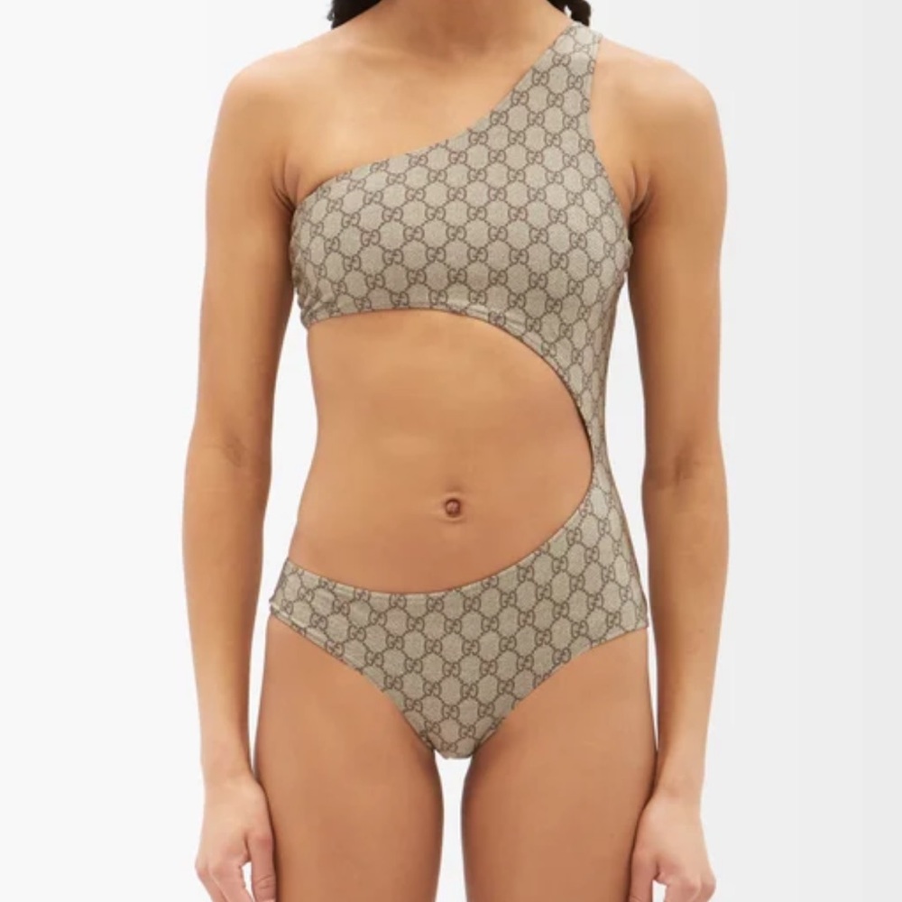 Gucci one shoulder GG- Jacquard swimsuit size small